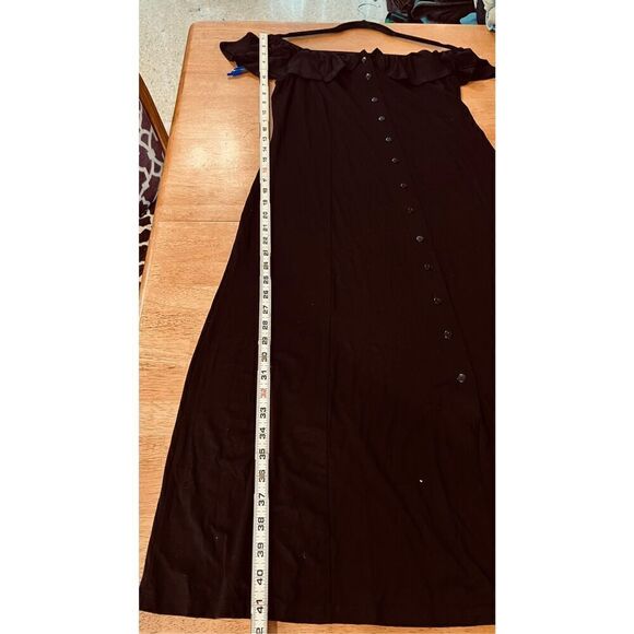 ASOS Black Off Shoulder Button Down Cotton Comfort Dress Womens Size 8 - Picture 4 of 10